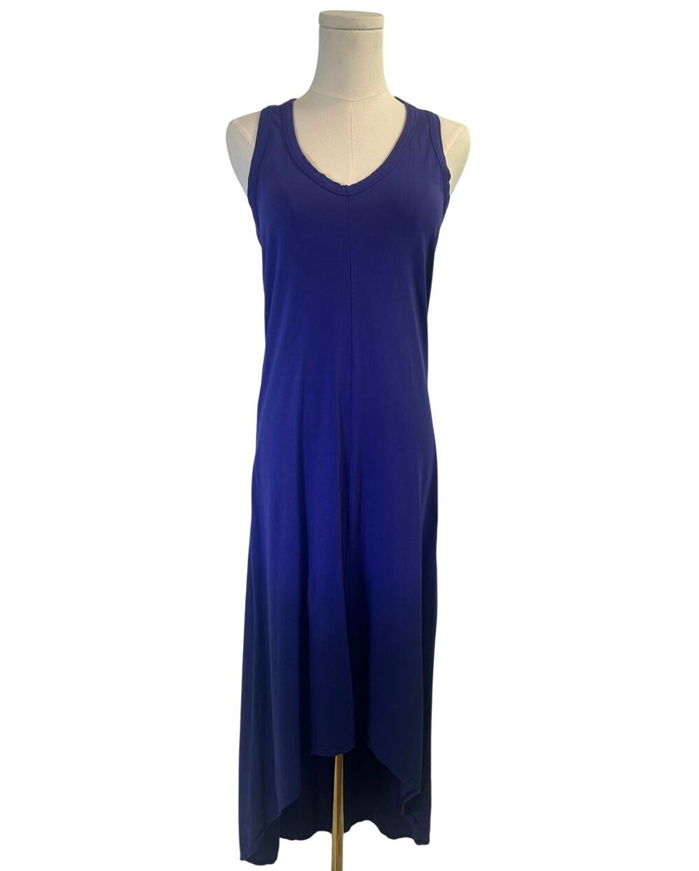 Athleta Dip Dye Maxi Dress Small Amalfi Blue High Low Hem Racerback EUC Travel